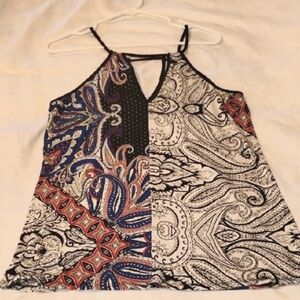 In Bloom Woman's Halter Multicolored V Neck Blouse, Size: L